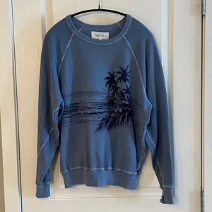 The College Sweatshirt. Dutch Blue with Shoreline Graphic